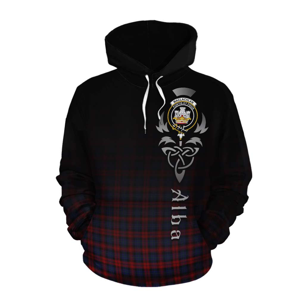 Tartan Vibes Clothing MacLachlan (McLachlan) Tartan Cotton Hoodie Featuring Alba Gu Brath Family Crest Celtic Inspired