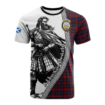 MacLachlan (McLachlan) Tartan Clan Crest Cotton T-shirt with Highlander Warrior Celtic Style