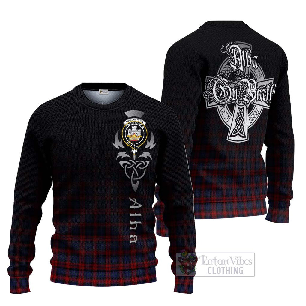 Tartan Vibes Clothing MacLachlan (McLachlan) Tartan Knitted Sweater Featuring Alba Gu Brath Family Crest Celtic Inspired