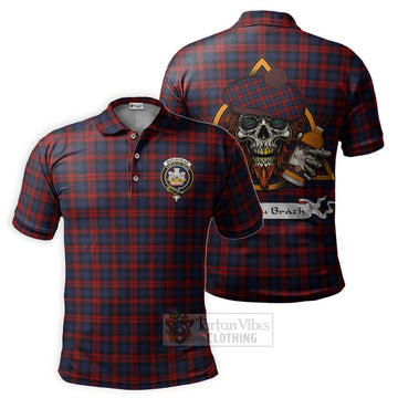 MacLachlan (McLachlan) Tartan Polo Shirt with Family Crest and Bearded Skull Holding Bottles of Whiskey