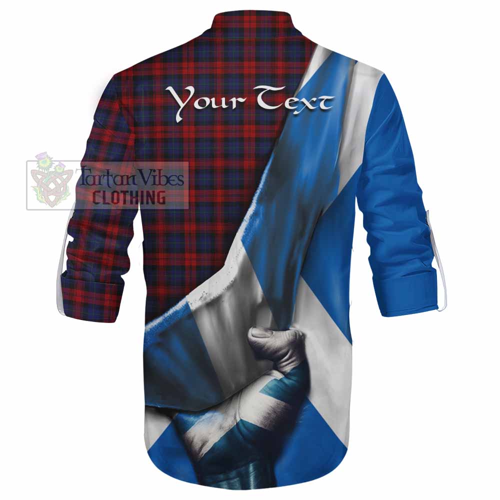 Tartan Vibes Clothing MacLachlan (McLachlan) Tartan Ghillie Kilt Shirt with Family Crest Scotland Patriotic Style