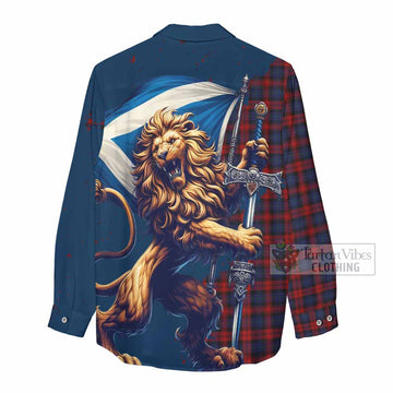 MacLachlan (McLachlan) Tartan Family Crest Women's Casual Shirt with Scottish Majestic Lion