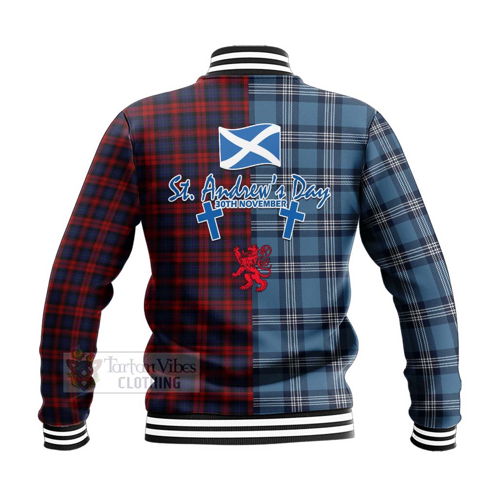 Tartan Vibes Clothing MacLachlan (McLachlan) Tartan Baseball Jacket Happy St. Andrew's Day Half Tartan Style