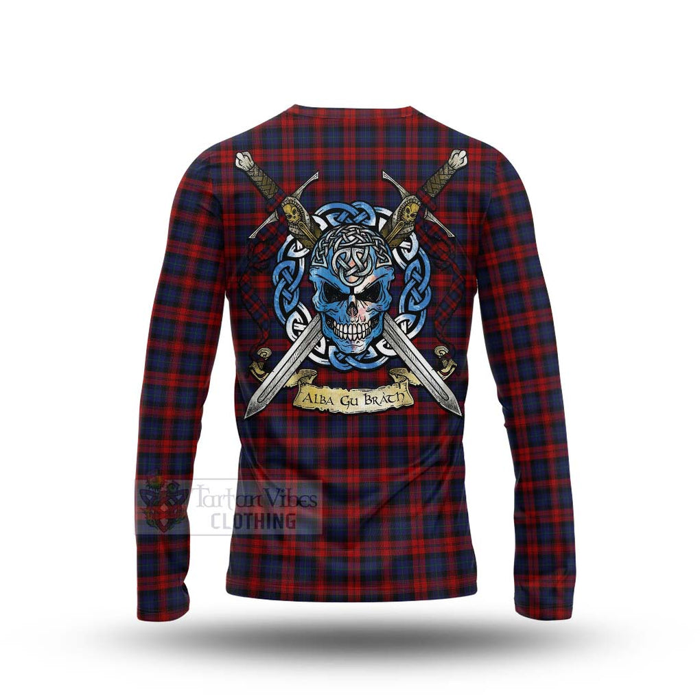 Tartan Vibes Clothing MacLachlan (McLachlan) Tartan Long Sleeve T-Shirt with Family Crest Celtic Skull Style