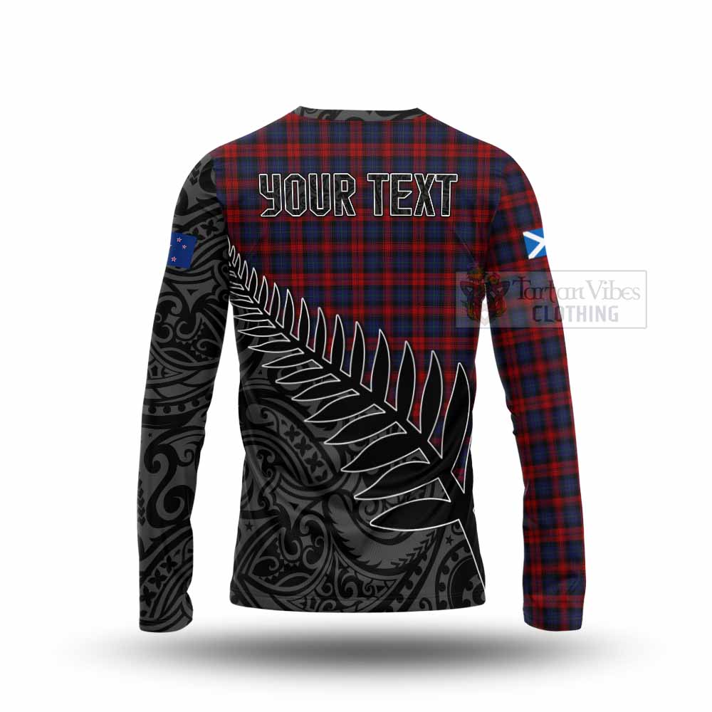 Tartan Vibes Clothing MacLachlan (McLachlan) Crest Tartan Long Sleeve T-Shirt with New Zealand Silver Fern Half Style