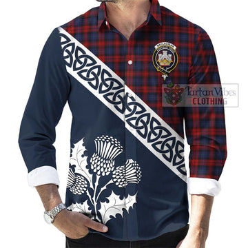 MacLachlan (McLachlan) Tartan Long Sleeve Button Shirt Featuring Thistle and Scotland Map