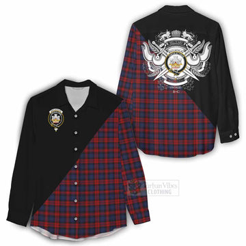 MacLachlan (McLachlan) Tartan Women's Casual Shirt with Family Crest and Military Logo Style