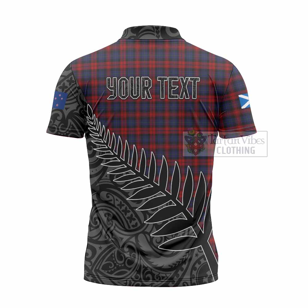 Tartan Vibes Clothing MacLachlan (McLachlan) Crest Tartan Zipper Polo Shirt with New Zealand Silver Fern Half Style