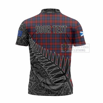 MacLachlan (McLachlan) Crest Tartan Zipper Polo Shirt with New Zealand Silver Fern Half Style