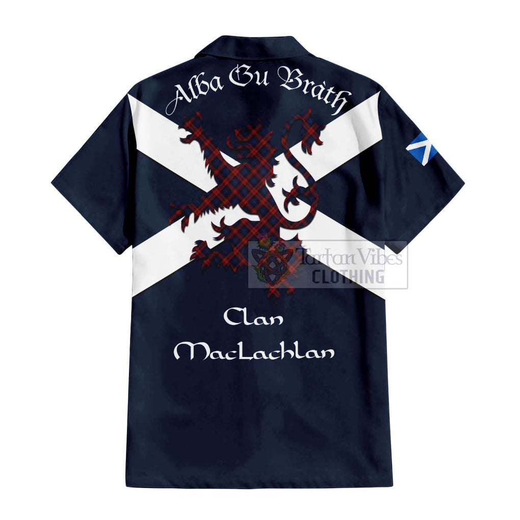 Tartan Vibes Clothing MacLachlan (McLachlan) Tartan Lion Rampant Short Sleeve Button Shirt – Proudly Display Your Heritage with Alba Gu Brath and Clan Name