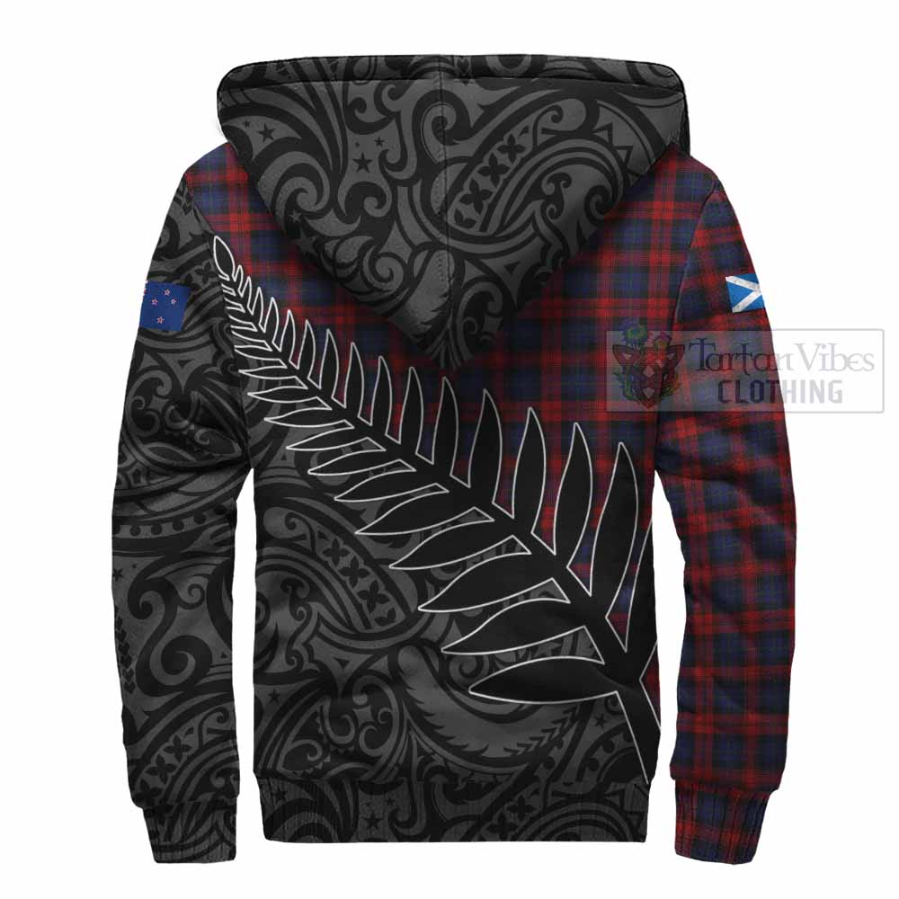 Tartan Vibes Clothing MacLachlan (McLachlan) Crest Tartan Sherpa Hoodie with New Zealand Silver Fern Half Style