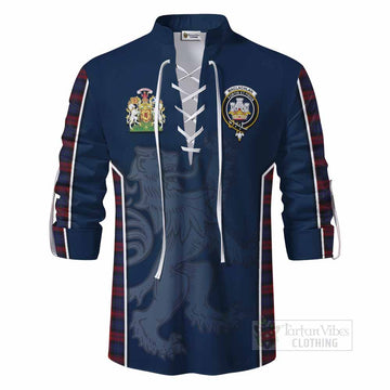 MacLachlan (McLachlan) Tartan Ghillie Kilt Shirt with Family Crest and Lion Rampant Vibes Sport Style