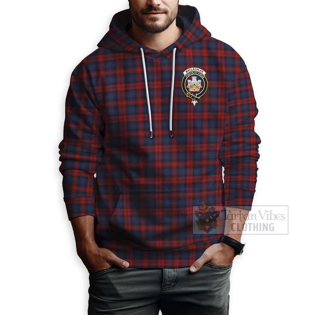 Tartan Vibes Clothing MacLachlan (McLachlan) Tartan Hoodie with Family Crest and Bearded Skull Holding Bottles of Whiskey