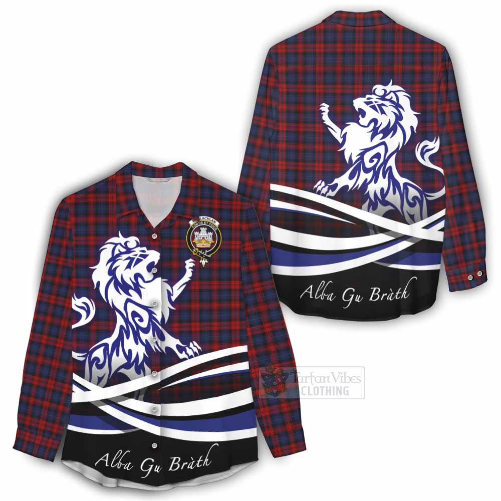 Tartan Vibes Clothing MacLachlan (McLachlan) Tartan Women's Casual Shirt with Alba Gu Brath Regal Lion Emblem