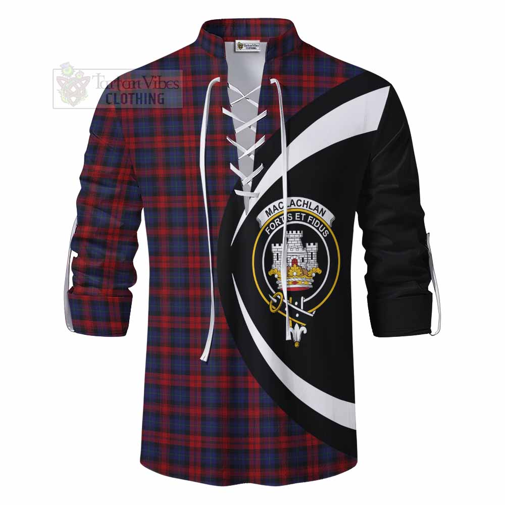 Tartan Vibes Clothing MacLachlan (McLachlan) Tartan Ghillie Kilt Shirt with Family Crest Circle Style