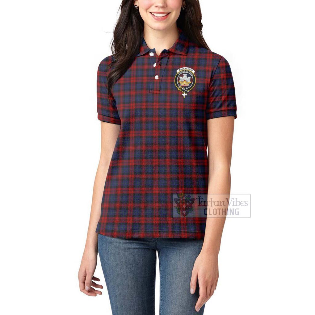 Tartan Vibes Clothing MacLachlan (McLachlan) Tartan Women's Polo Shirt with Family Crest Celtic Skull Style