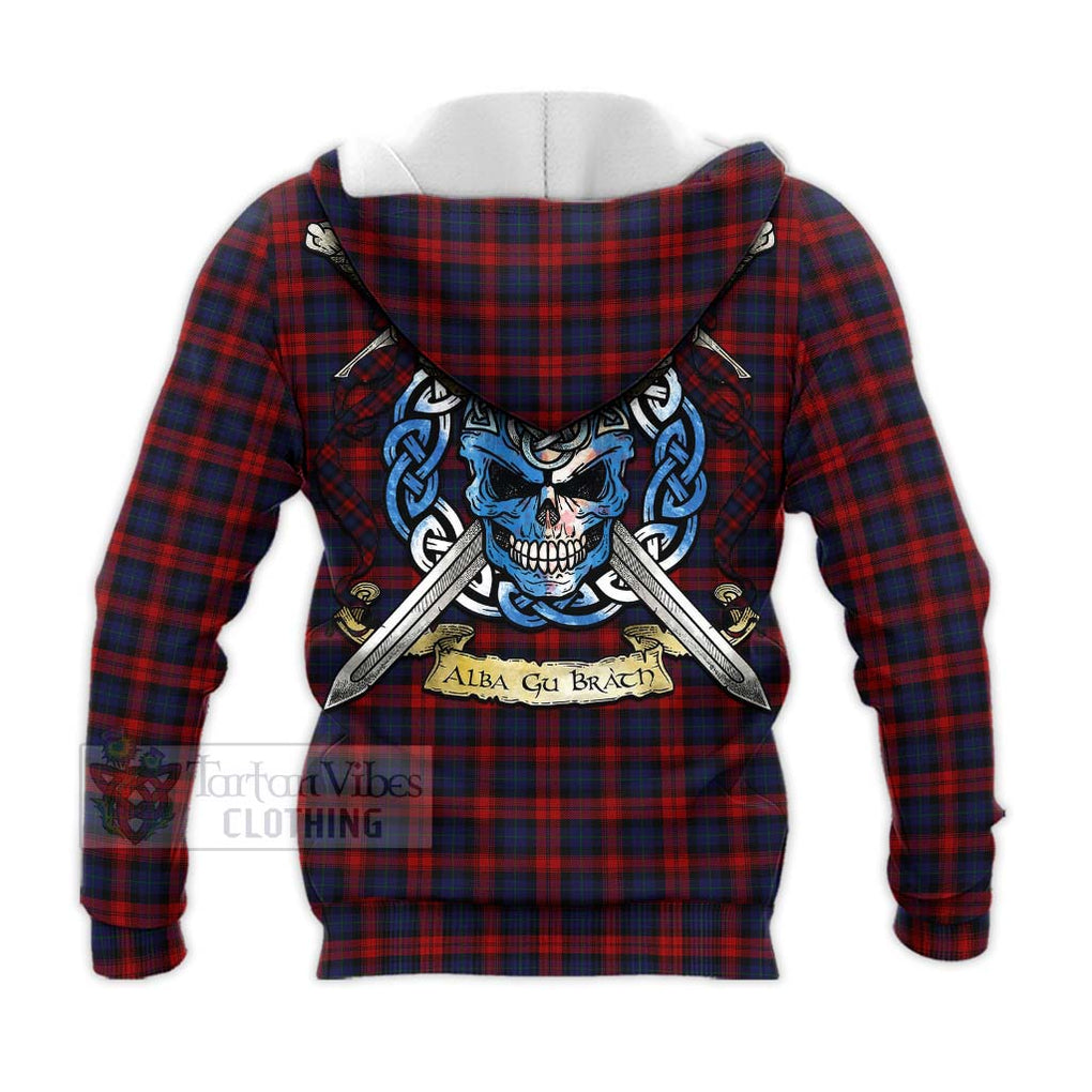 Tartan Vibes Clothing MacLachlan (McLachlan) Tartan Knitted Hoodie with Family Crest Celtic Skull Style