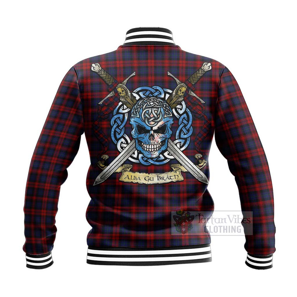 Tartan Vibes Clothing MacLachlan (McLachlan) Tartan Baseball Jacket with Family Crest Celtic Skull Style