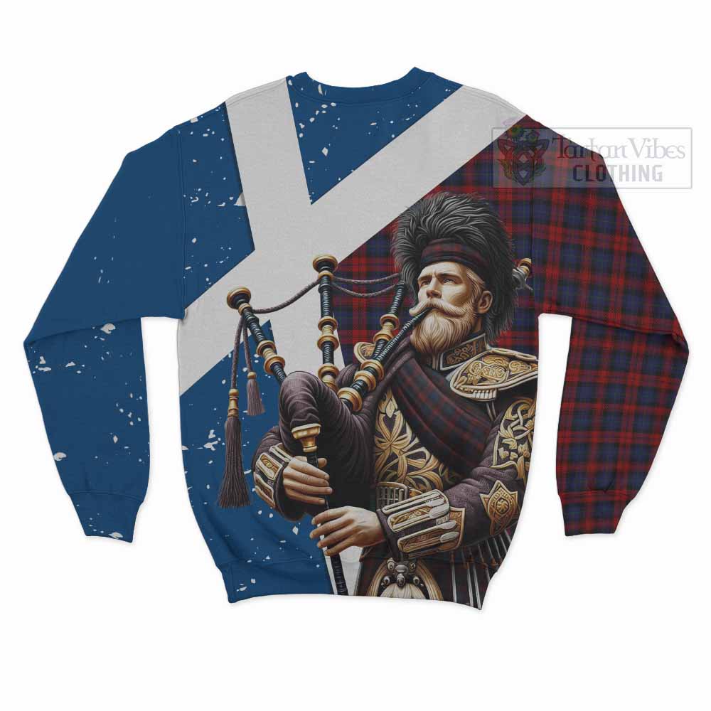 Tartan Vibes Clothing MacLachlan (McLachlan) Tartan Sweatshirt with Family Crest Scottish Bagpiper Vibes