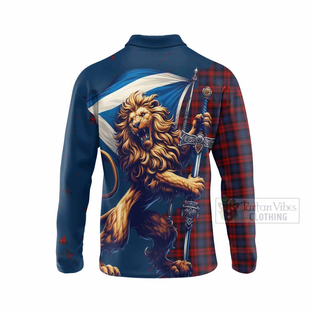 Tartan Vibes Clothing MacLachlan (McLachlan) Tartan Family Crest Long Sleeve Polo Shirt with Scottish Majestic Lion