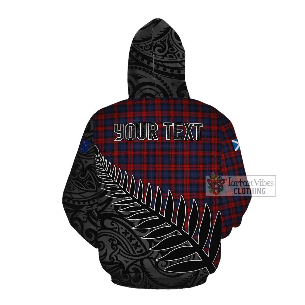 Tartan Vibes Clothing MacLachlan (McLachlan) Crest Tartan Cotton Hoodie with New Zealand Silver Fern Half Style