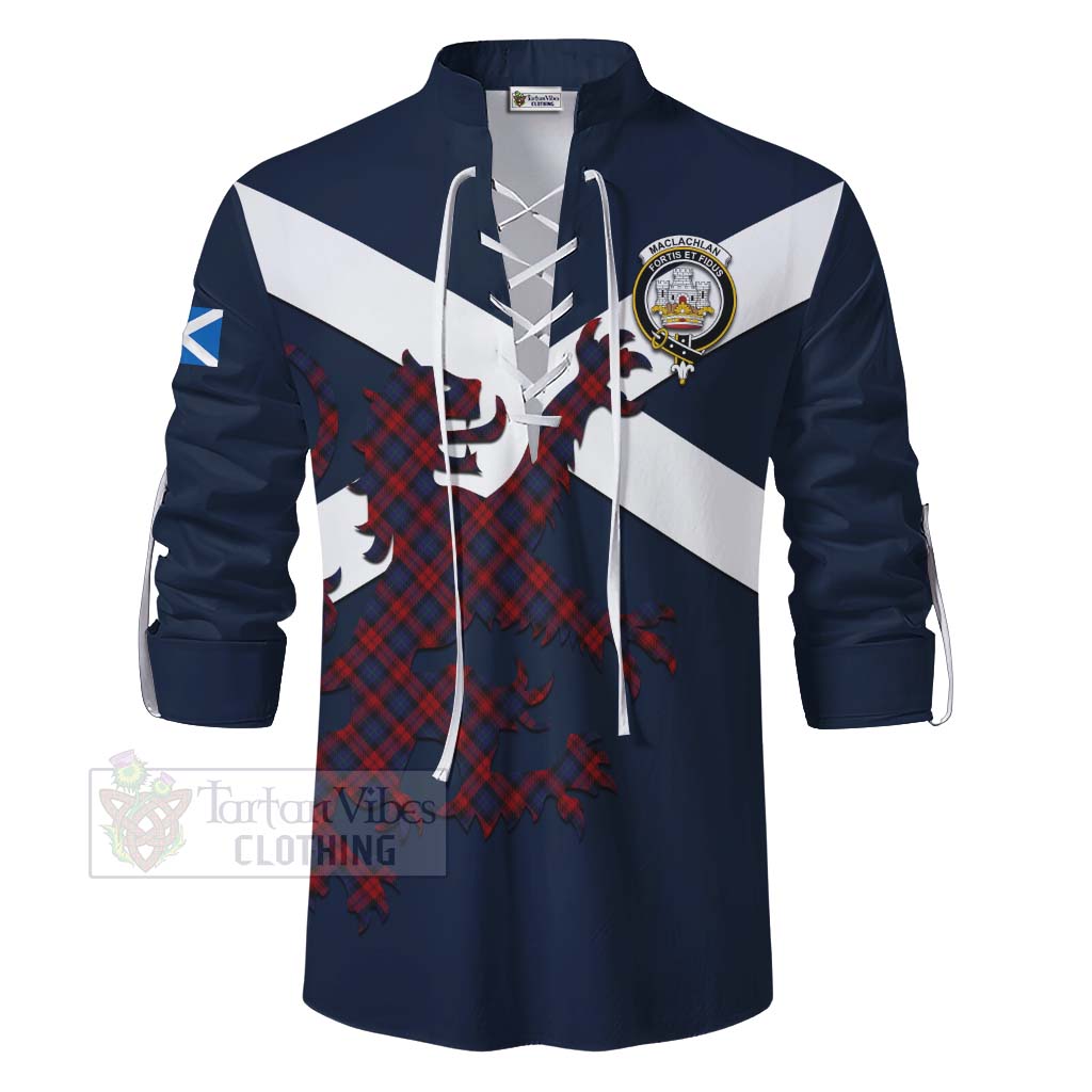 Tartan Vibes Clothing MacLachlan (McLachlan) Tartan Lion Rampant Ghillie Kilt Shirt Proudly Display Your Heritage with Alba Gu Brath and Clan Name