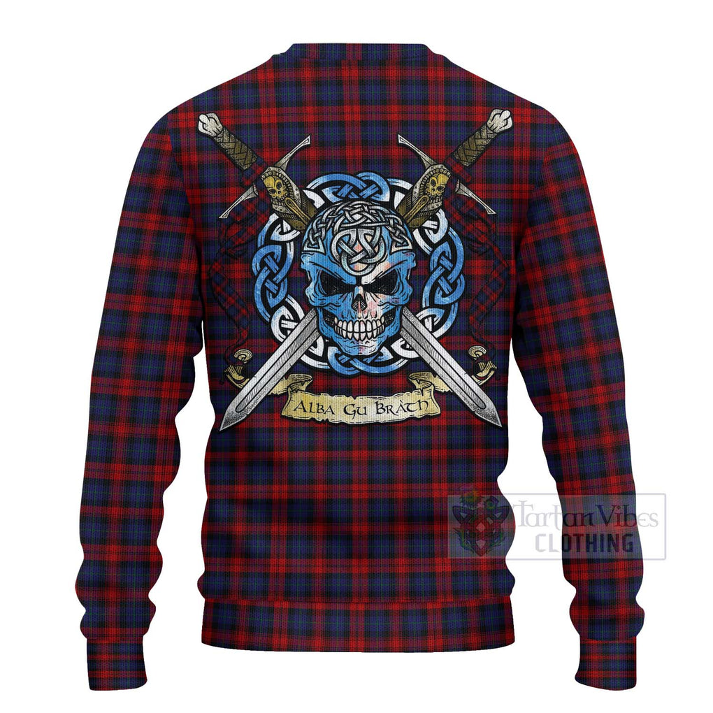 Tartan Vibes Clothing MacLachlan (McLachlan) Tartan Knitted Sweater with Family Crest Celtic Skull Style