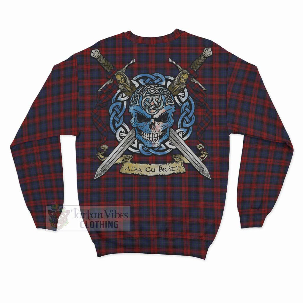 Tartan Vibes Clothing MacLachlan (McLachlan) Tartan Sweatshirt with Family Crest Celtic Skull Style