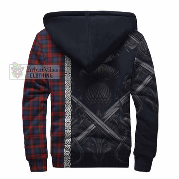 MacLachlan (McLachlan) Tartan Sherpa Hoodie with Family Crest Cross Sword Thistle Celtic Vibes