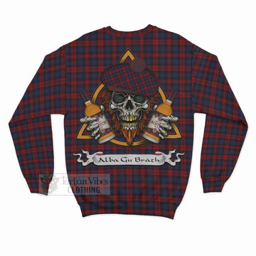 MacLachlan (McLachlan) Tartan Sweatshirt with Family Crest and Bearded Skull Holding Bottles of Whiskey