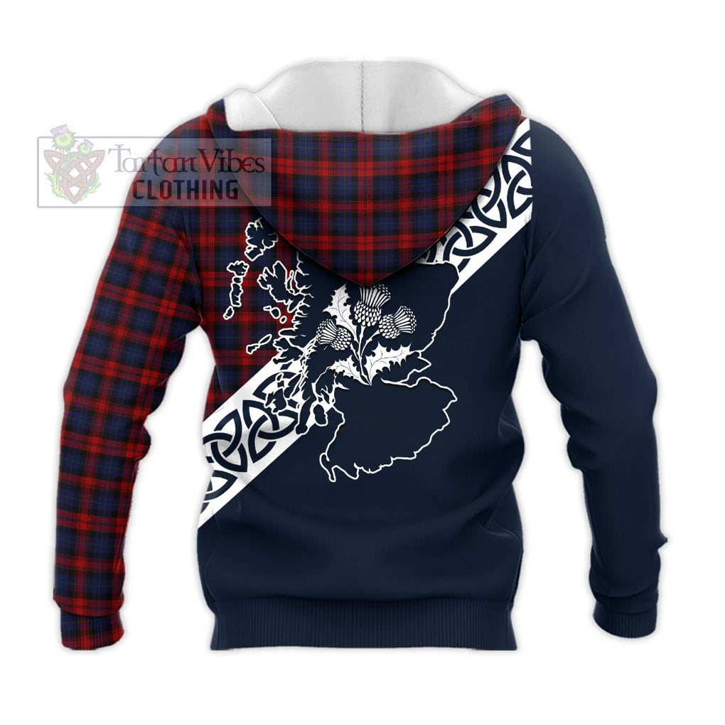 Tartan Vibes Clothing MacLachlan (McLachlan) Tartan Knitted Hoodie Featuring Thistle and Scotland Map