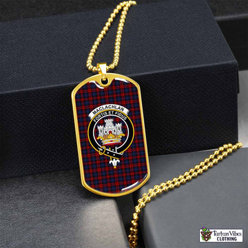 MacLachlan (McLachlan) Tartan Dog Tag Necklace with Family Crest