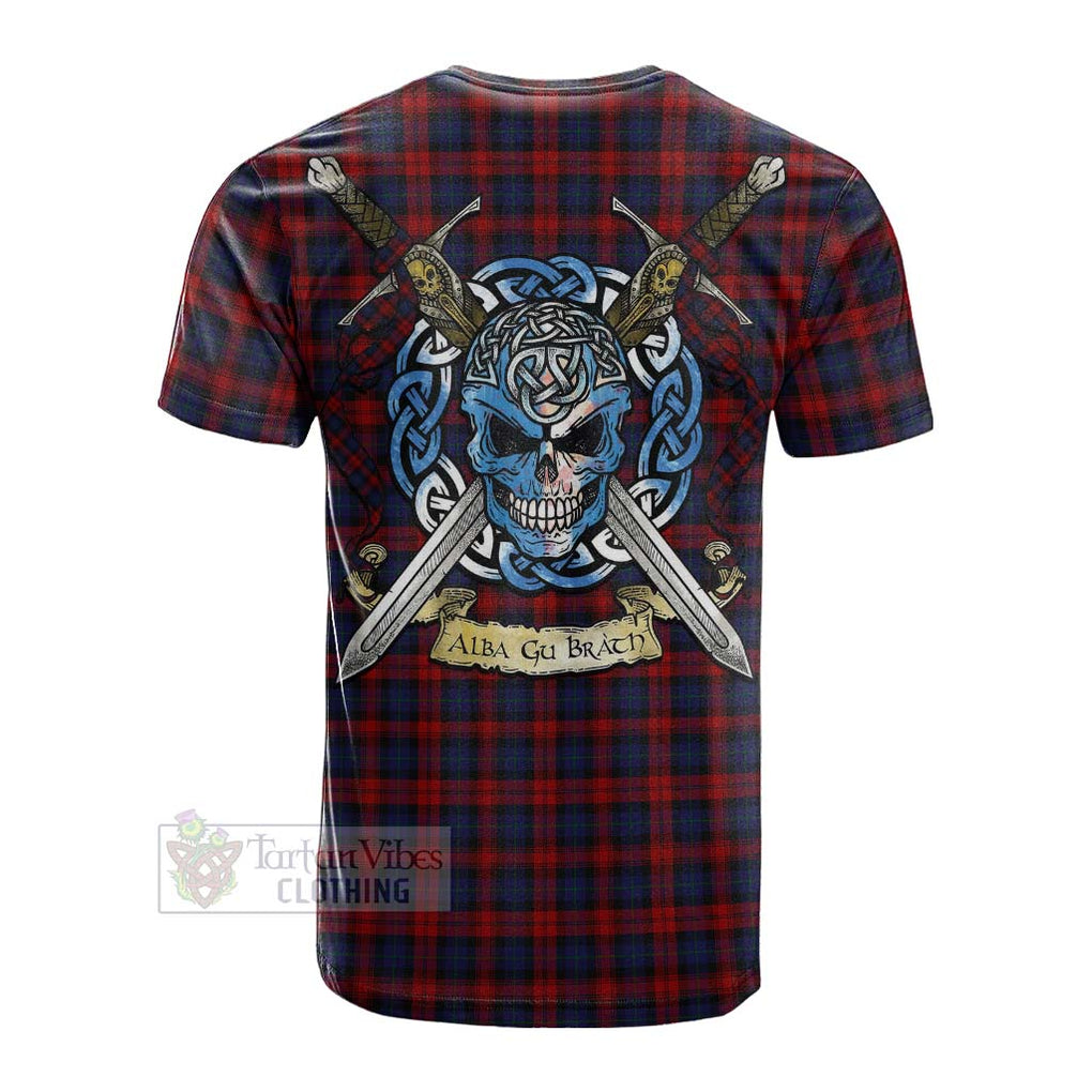 Tartan Vibes Clothing MacLachlan (McLachlan) Tartan Cotton T-shirt with Family Crest Celtic Skull Style