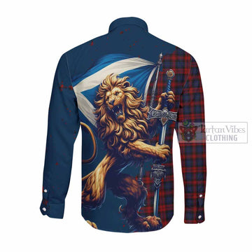 MacLachlan (McLachlan) Tartan Family Crest Long Sleeve Button Shirt with Scottish Majestic Lion