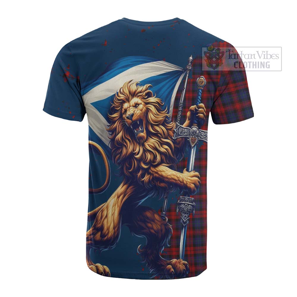 Tartan Vibes Clothing MacLachlan (McLachlan) Tartan Family Crest Cotton T-shirt with Scottish Majestic Lion