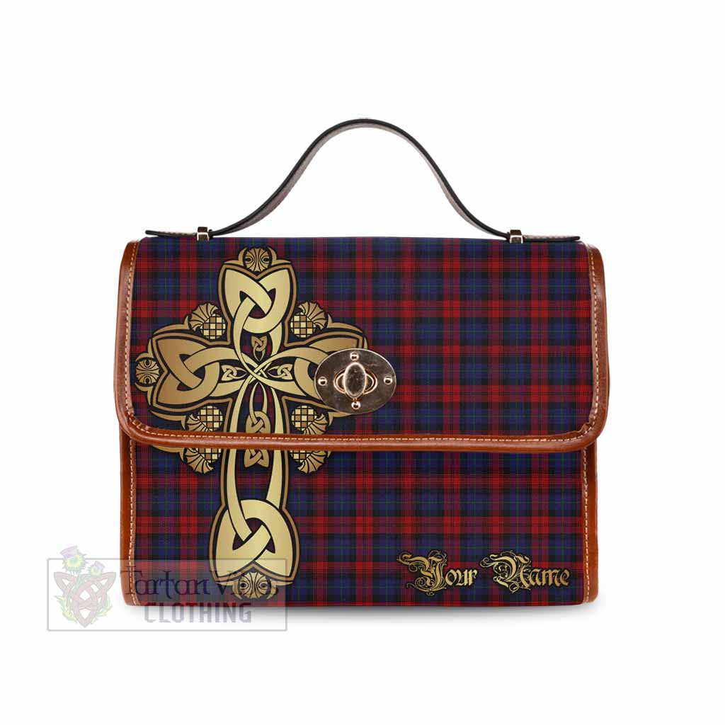 Tartan Vibes Clothing MacLachlan (McLachlan) Tartan Waterproof Canvas Bag Golden Thistle Celtic Cross Style