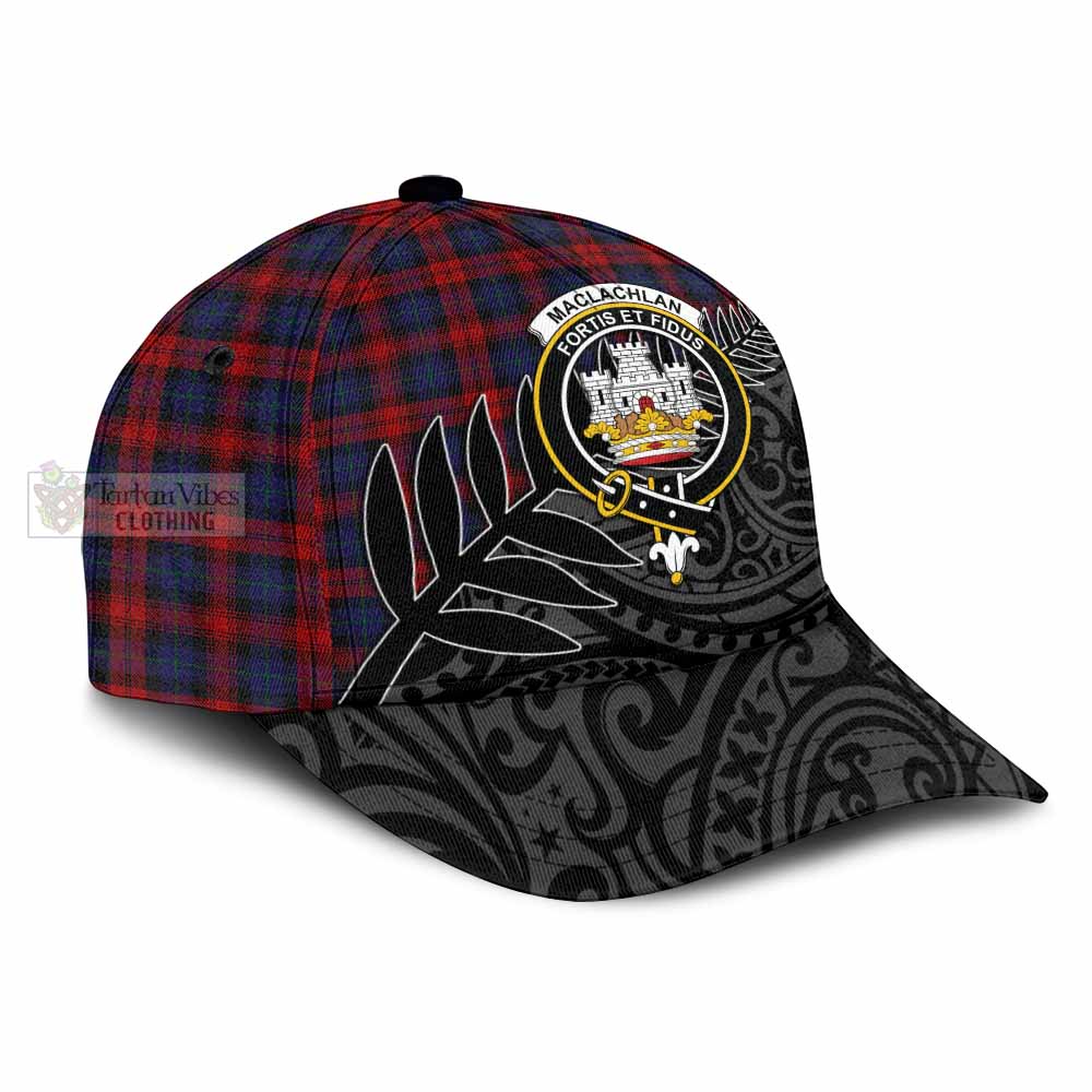 Tartan Vibes Clothing MacLachlan (McLachlan) Tartan Classic Cap with New Zealand Silver Fern Half Style