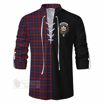 MacLachlan (McLachlan) Tartan Ghillie Kilt Shirt with Family Crest and Half Of Me Style