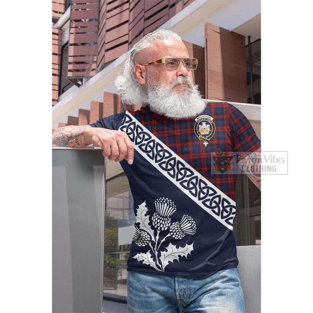 Tartan Vibes Clothing MacLachlan (McLachlan) Tartan Cotton T-shirt Featuring Thistle and Scotland Map