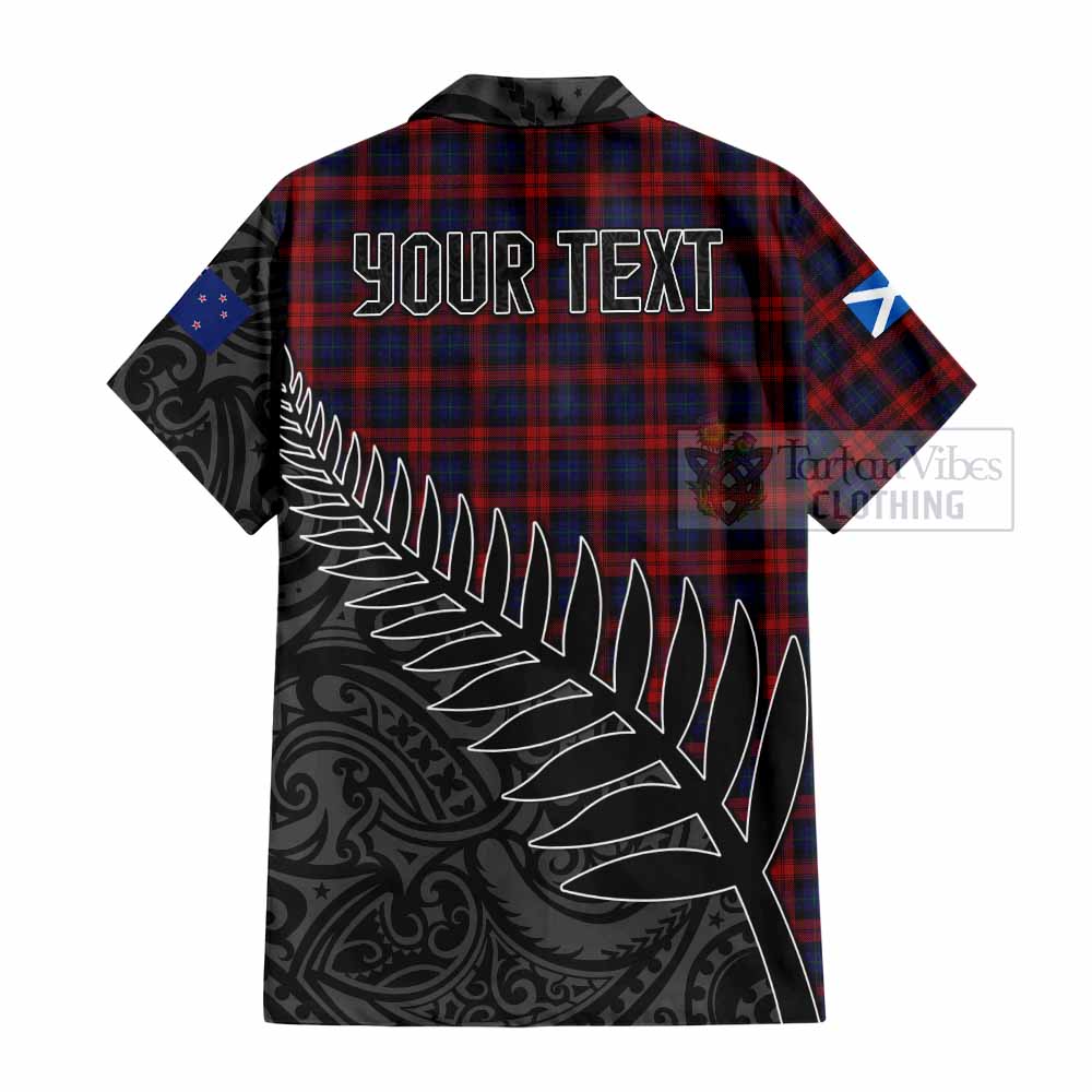 Tartan Vibes Clothing MacLachlan (McLachlan) Crest Tartan Short Sleeve Button Shirt with New Zealand Silver Fern Half Style