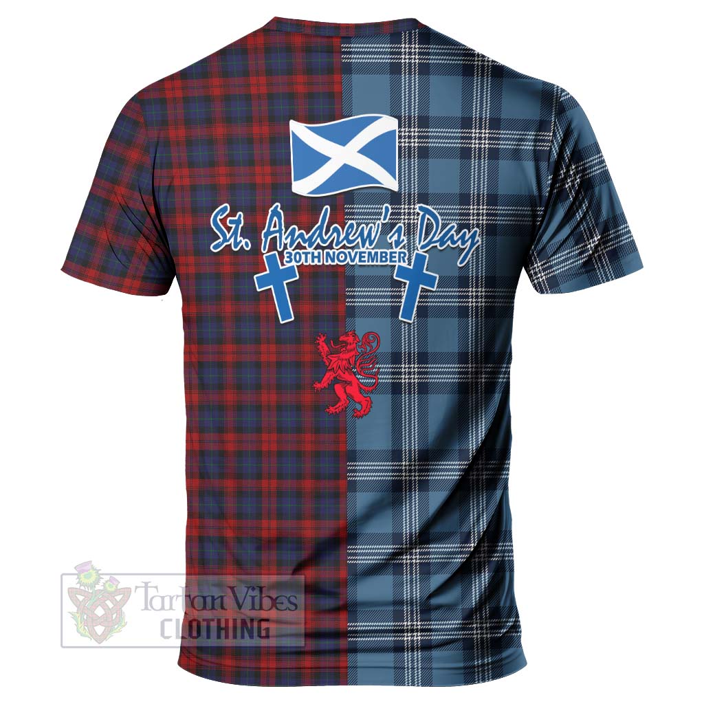 Tartan Vibes Clothing MacLachlan (McLachlan) Tartan T-Shirt Happy St. Andrew's Day Half Tartan Style