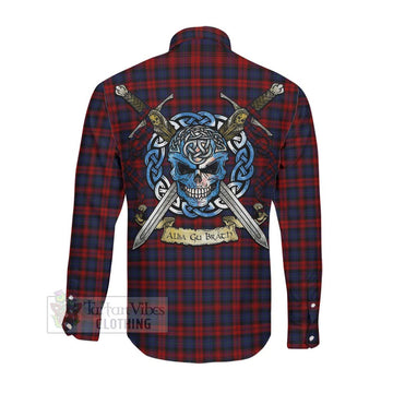 MacLachlan (McLachlan) Tartan Long Sleeve Button Shirt with Family Crest Celtic Skull Style Men's Shirt - Tartan Vibes Clothing