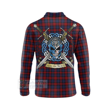 MacLachlan (McLachlan) Tartan Long Sleeve Polo Shirt with Family Crest Celtic Skull Style