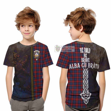 MacLachlan (McLachlan) Tartan Family Crest Kid T-Shirt Alba Gu Brath Be Brave Lion Ancient Style - Tartan Vibes Clothing
