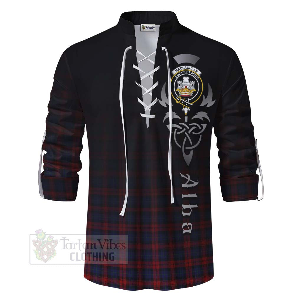 Tartan Vibes Clothing MacLachlan (McLachlan) Tartan Ghillie Kilt Shirt Featuring Alba Gu Brath Family Crest Celtic Inspired