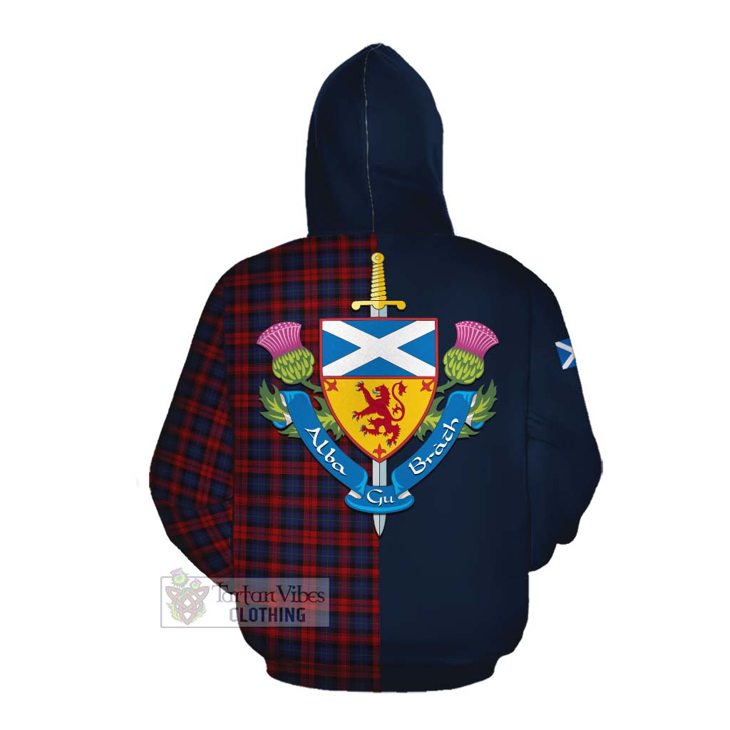 Tartan Vibes Clothing MacLachlan (McLachlan) Tartan Cotton Hoodie Alba with Scottish Lion Royal Arm Half Style