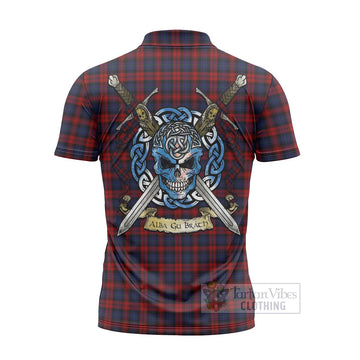 MacLachlan (McLachlan) Tartan Zipper Polo Shirt with Family Crest Celtic Skull Style