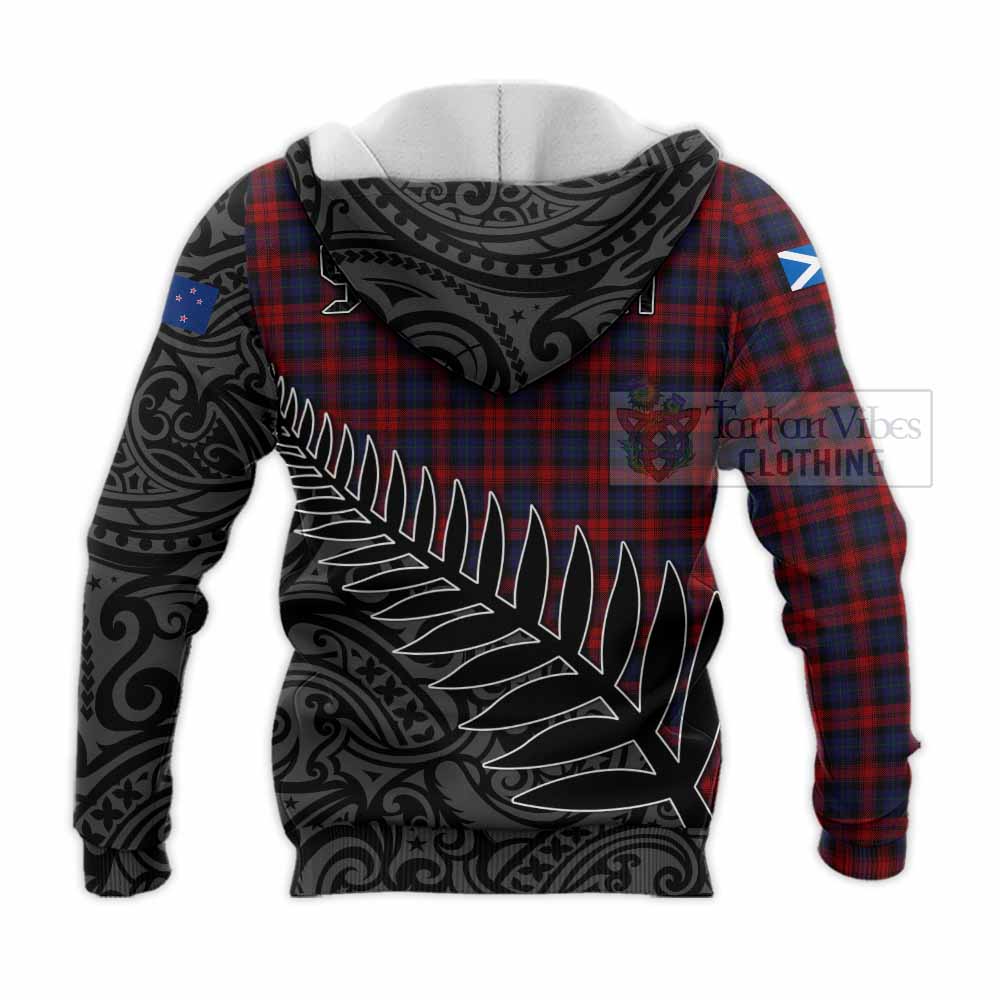 Tartan Vibes Clothing MacLachlan (McLachlan) Crest Tartan Knitted Hoodie with New Zealand Silver Fern Half Style