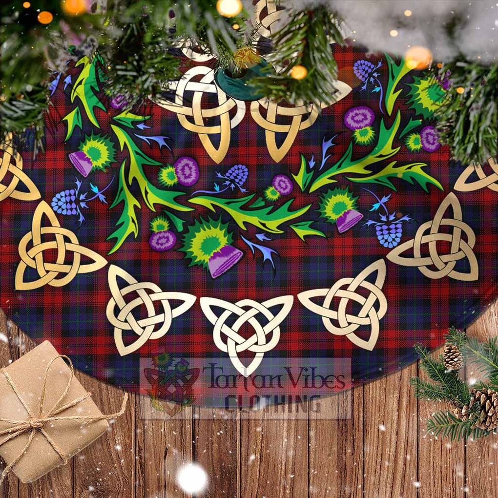 Tartan Vibes Clothing MacLachlan (McLachlan) Tartan Christmas Tree Skirt with Thistle Celtic Knot Style