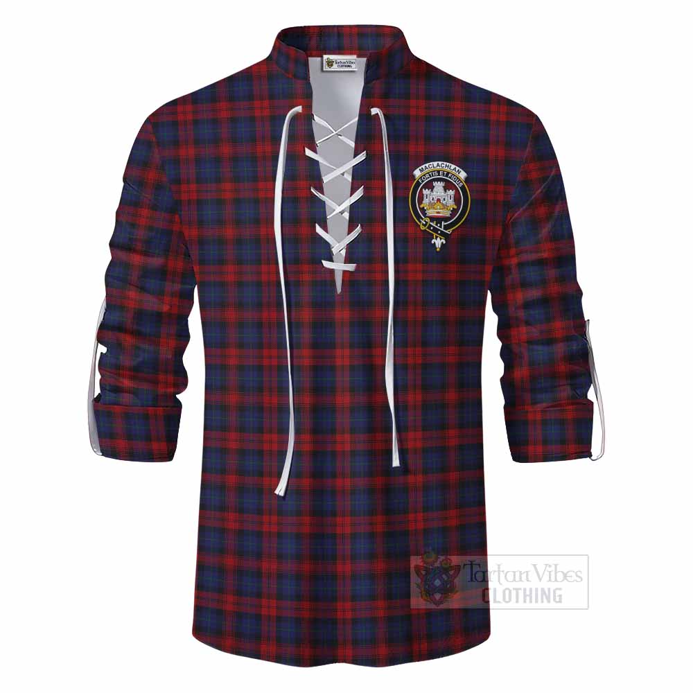 Tartan Vibes Clothing MacLachlan (McLachlan) Tartan Ghillie Kilt Shirt with Family Crest DNA In Me Style